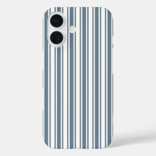 Blue-gray and white candy stripes Case-Mate iPhone 16 Case