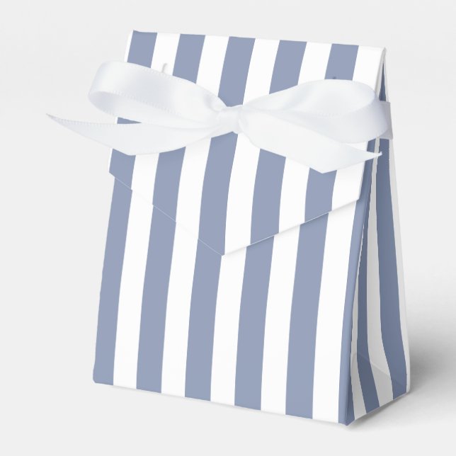 Blue gray and white candy stripes favor boxes (Front Side)