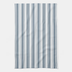 Blue-gray and white candy stripes kitchen towel