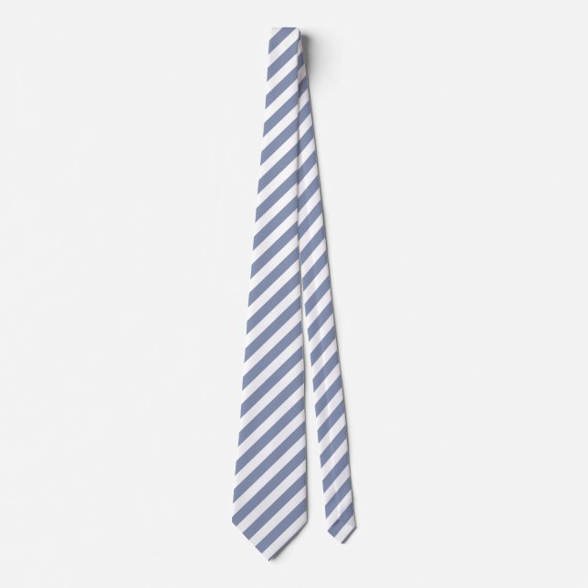 Blue gray and white candy stripes neck tie (Front)