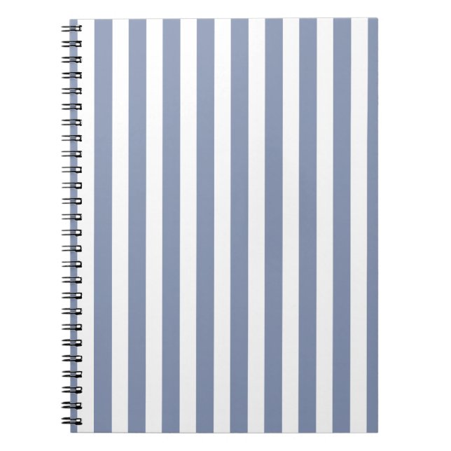 Blue gray and white candy stripes notebook (Front)