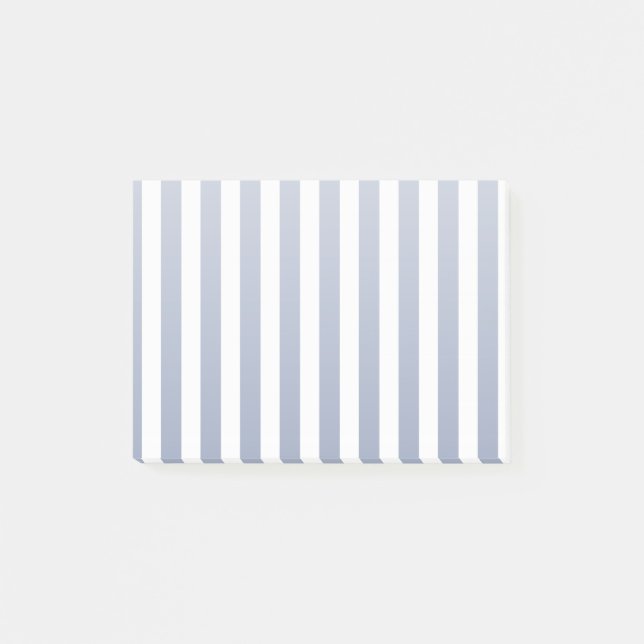 Blue gray and white candy stripes post-it notes (Front)