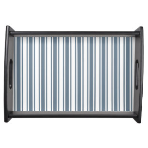 Blue-gray and white candy stripes serving tray