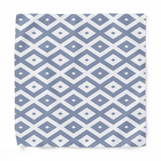 Blue gray and white diamond pattern bandana (Front)