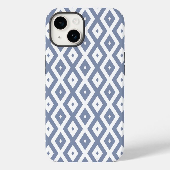 Blue gray and white diamond pattern Case-Mate iPhone case (Back)