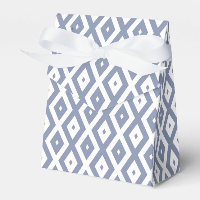 Blue gray and white diamond pattern favor boxes (Front Side)