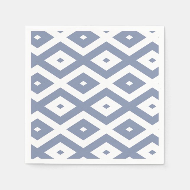 Blue gray and white diamond pattern napkins (Front)