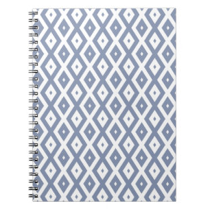 Blue gray and white diamond pattern notebook