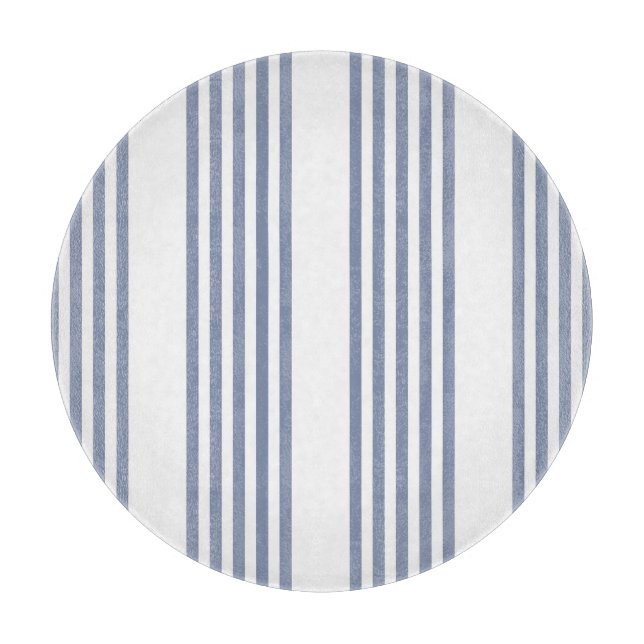 Blue-gray and white five stripe pattern cutting board (Front)