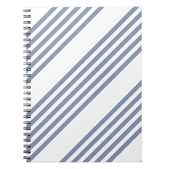 Blue-gray and white five stripe pattern notebook (Front)