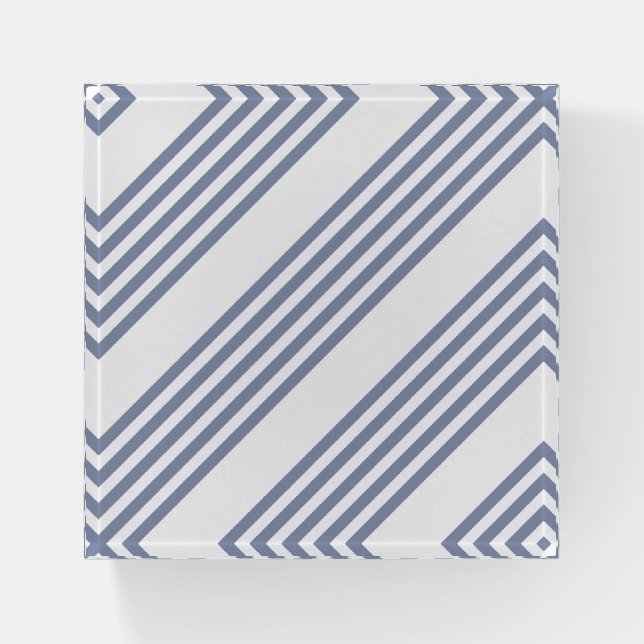 Blue-gray and white five stripe pattern paperweight (Front)