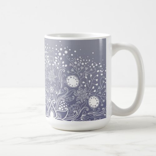 Blue Gray And White Lace Ornate Floral Design 2 Coffee Mug