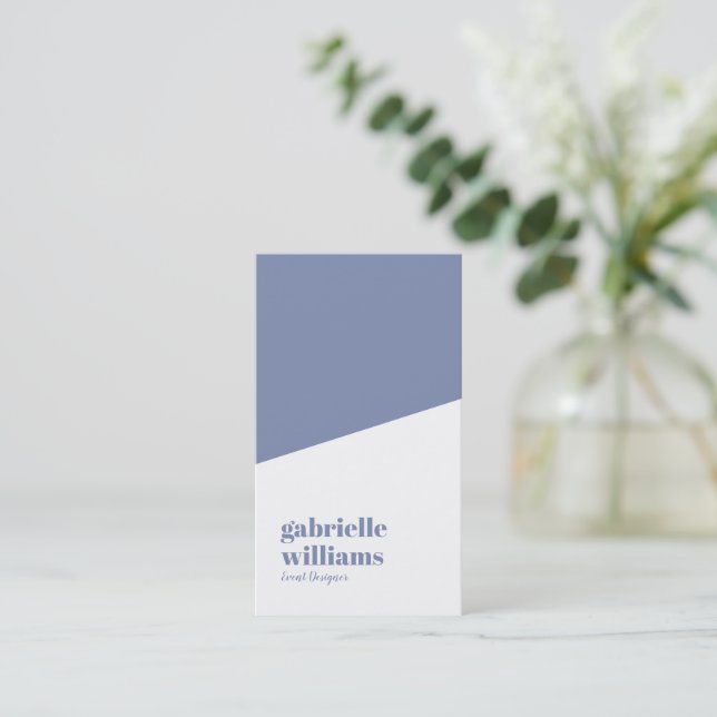 Blue gray and white minimalistic design business card (Standing Front)