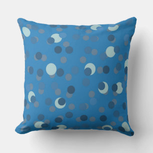blue, gray and white polka dot abstract throw pillow