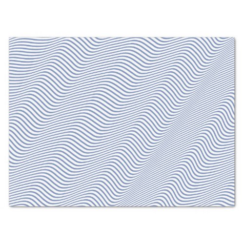 Blue Gray and White Quirky Waves Pattern Tissue Paper