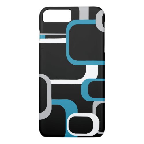 Blue Gray and White Retro Squares iPhone 8 Plus7 Plus Case