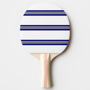 Blue Gray and White Strip Design Ping Pong Paddle