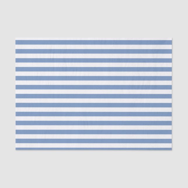 Blue/Gray and White Stripes Tissue Paper (Front)