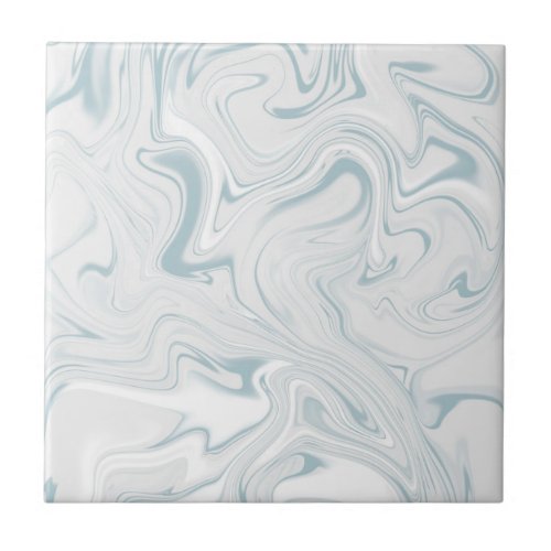 Blue Gray and White Swirly Classy Marbled Pattern Ceramic Tile
