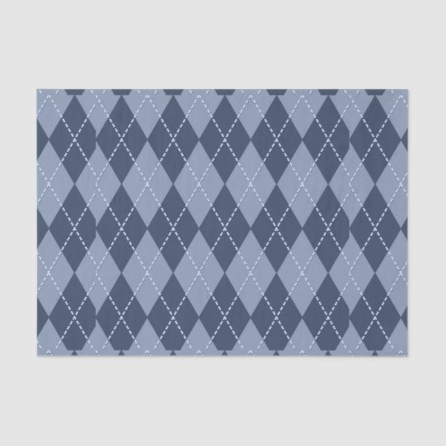 Blue Gray Argyle Tissue Paper (Front)