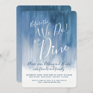 Blue gray art rehearsal dinner before we do invitation