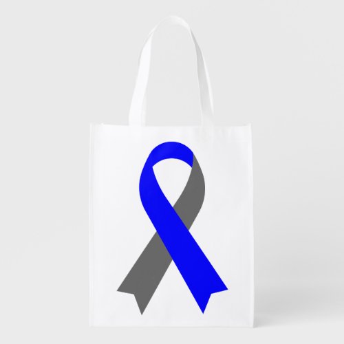 Blue  Gray Awareness Ribbon Diabetes Type 1 Grocery Bag