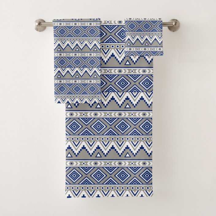 blue gray aztec pattern bath towel set | Zazzle.com