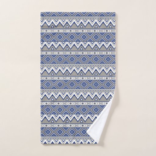 blue gray aztec pattern bath towel set Zazzle
