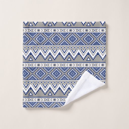 blue gray aztec pattern bath towel set Zazzle