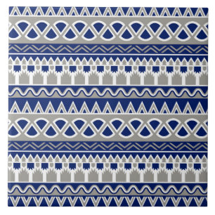 blue gray aztec tiled pattern ceramic tile