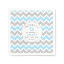 Blue Gray Baby Shower decor, modern chevron Napkins