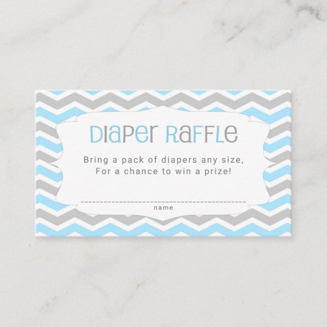 Blue Gray Baby Shower Diaper Raffle Tickets Enclosure Card (Front)