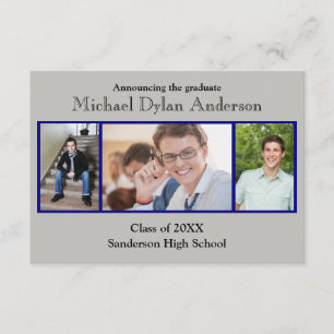 Blue/Gray Background - 3x5 Graduation Party Invitation