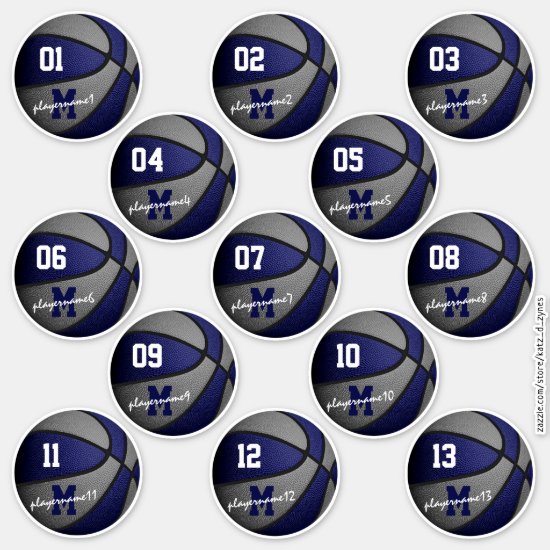 blue gray basketball 13 team members' stickers