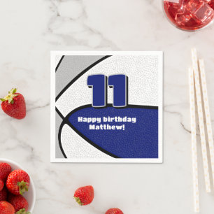 blue gray basketball girls boys sports party napkins