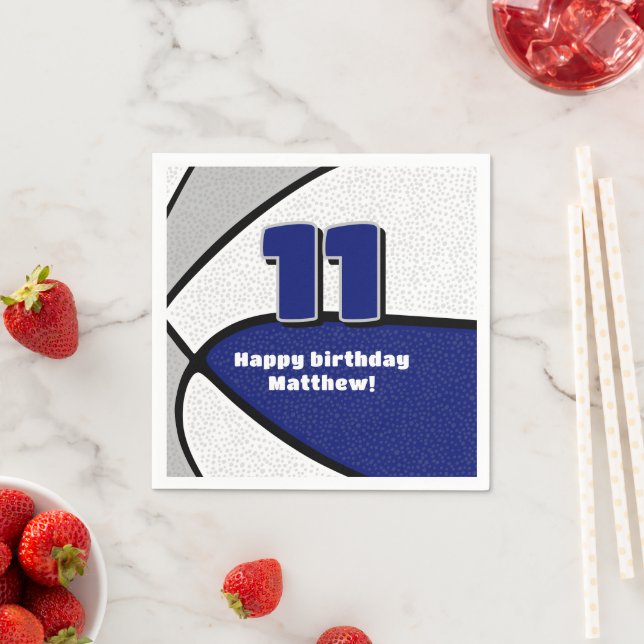 blue gray basketball girls boys sports party napkins (Insitu)