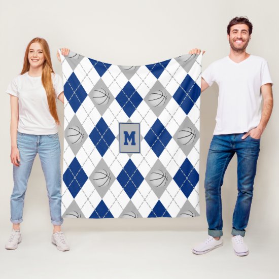 blue gray basketball team colors argyle fleece blanket