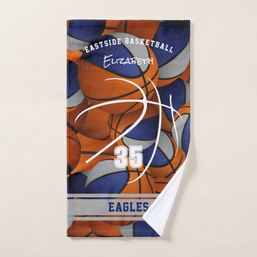 blue gray basketballs sports team spirit hand towel