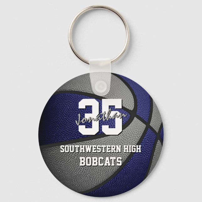 blue gray basketball team colors keychain (Front)