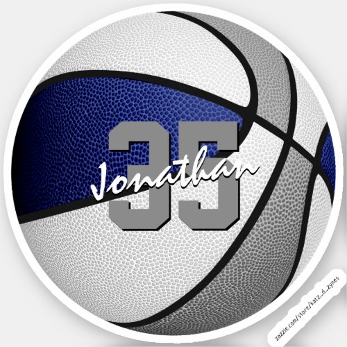 blue gray basketball team party favors sticker