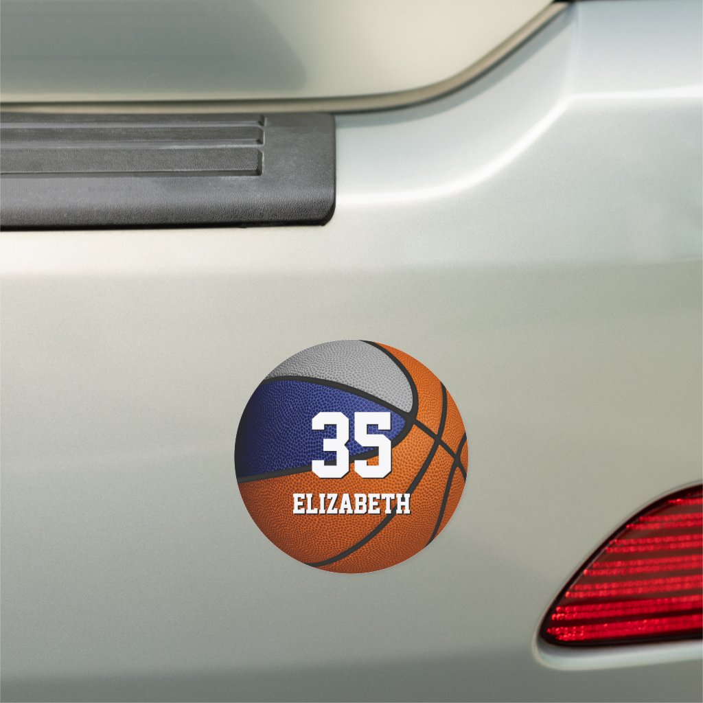 blue gray basketball team spirit school locker or car magnet