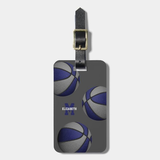 blue gray basketball travel team colors luggage tag