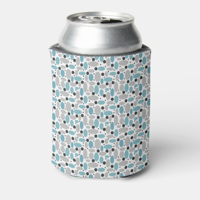 blue gray bean polka dot retro pattern home decor  can cooler (Can Back)
