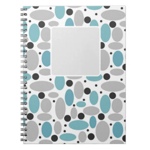 blue gray bean polka dot retro pattern home decor notebook