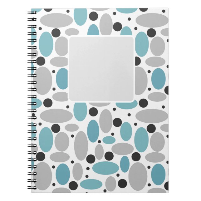 blue gray bean polka dot retro pattern home decor  notebook (Front)