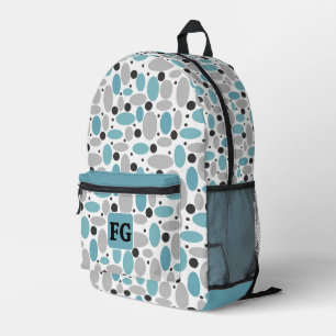 blue gray bean polka dot retro pattern home decor printed backpack