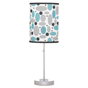 blue gray bean polka dot retro pattern home decor table lamp