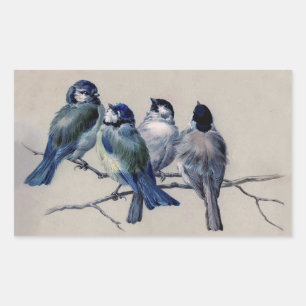 Blue Gray Birds on a Branch by Hector Giacomelli  Rectangular Sticker