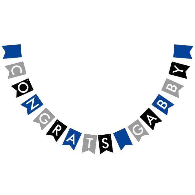Blue Gray Black Congratulations Bunting Flags