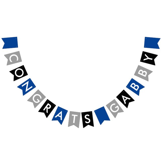 Blue Gray Black Congratulations Bunting Flags (All)